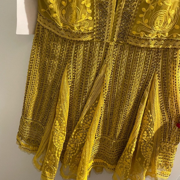 NWT Free People Yellow Beaded And Embroidered Dress - Picture 7 of 10
